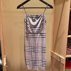 Fashion Nova Checkered Spaghetti Strap Midi Dress